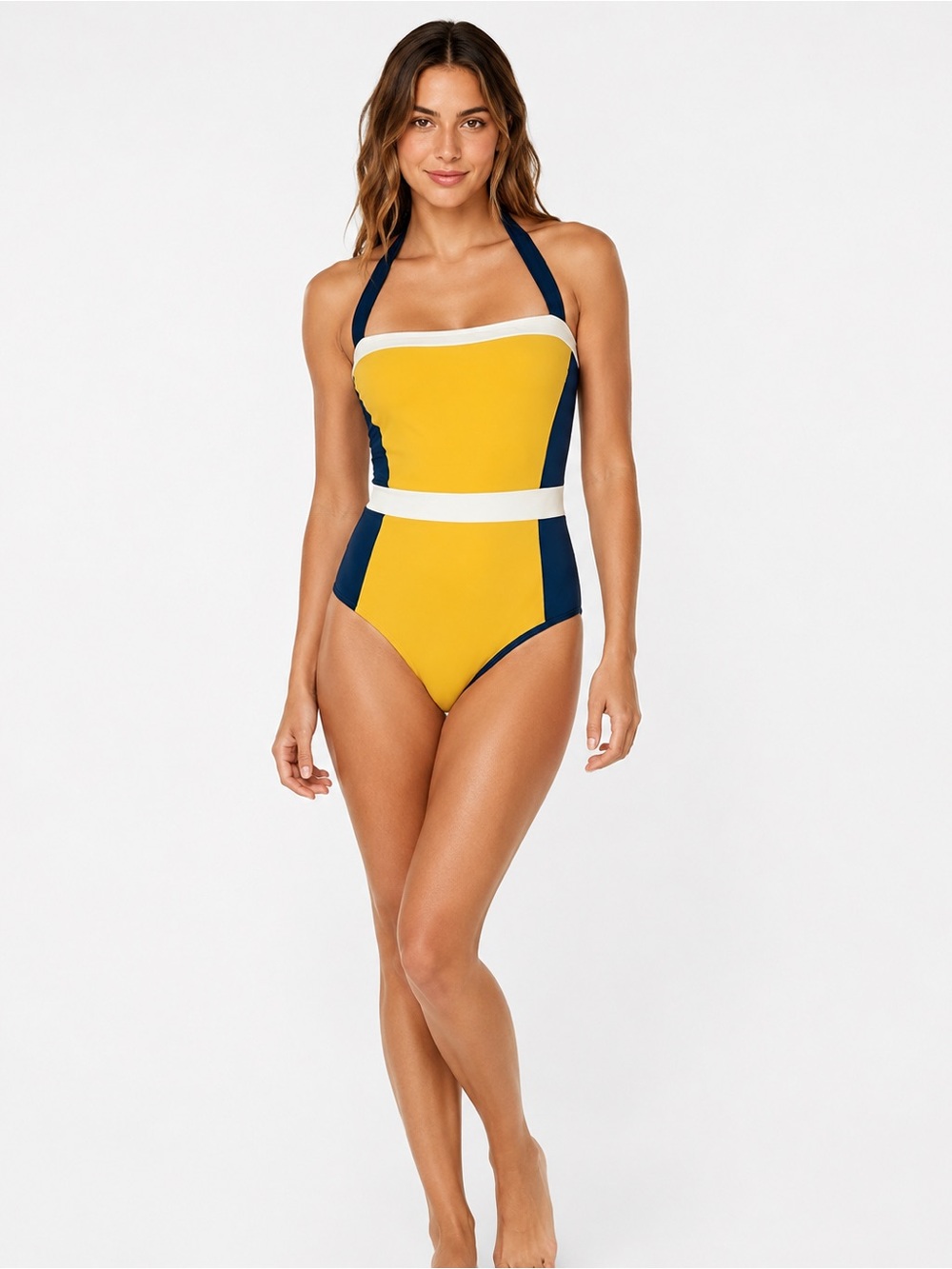 Boden Santorini Halterneck Colorblock Swimsuit Size 10R
